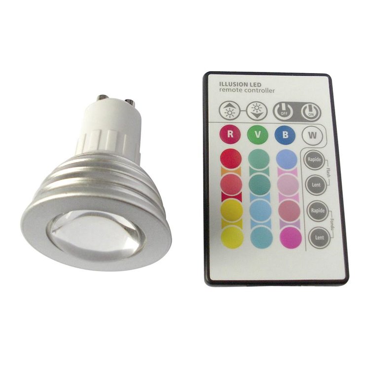 Ampoule LED Réflecteur Décorative RGB GU10 3W + Télecommande Lexman pour 30€