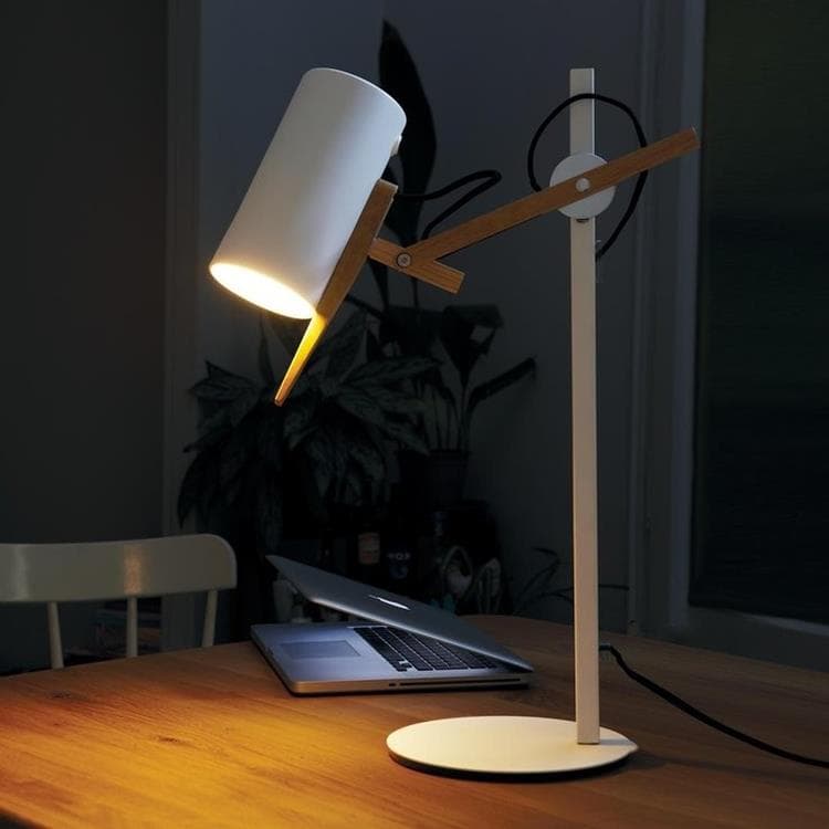Lampe de bureau Bois H59cm SCANTLING Blanc