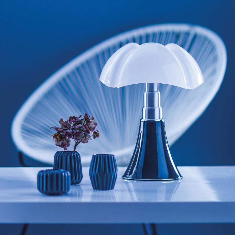 Lampe Dimmer LED pied télescopique H50-62cm PIPISTRELLO MEDIUM Bleu ardoise