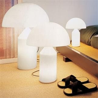 Lampe design ATOLLO (H35cm) en verre de Murano opale blanc
