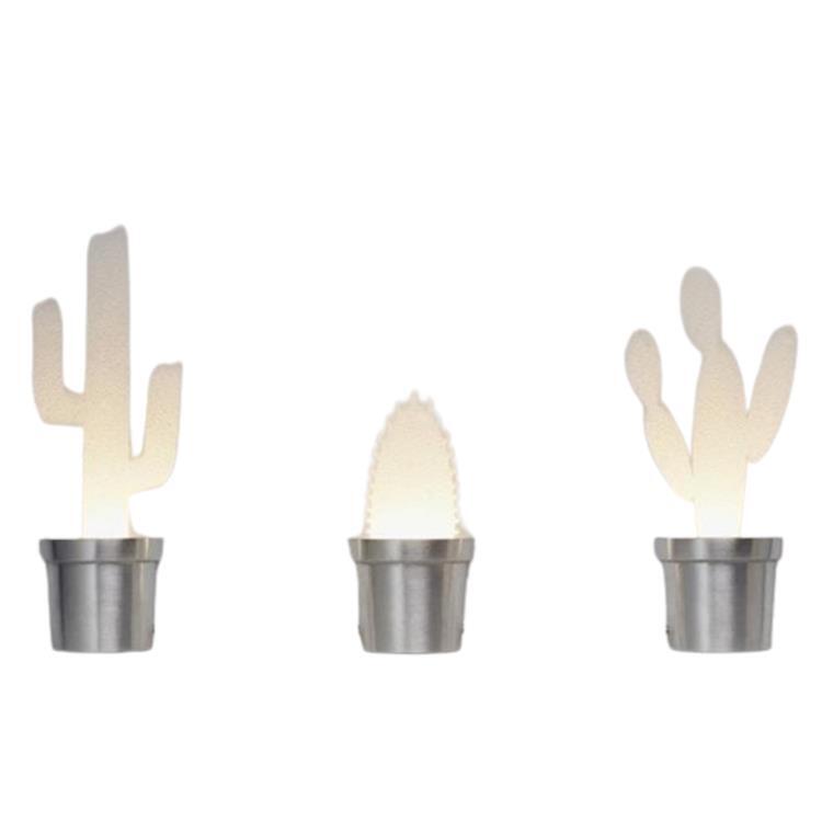 ALUMINIUM CACTUS-Lampe à poser LED Cactus H9,5cm