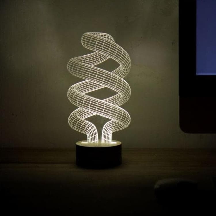 Lampe à poser LED Acrylique & Bois Forme Spirale H23cm BULBING SPIRAL Blanc
