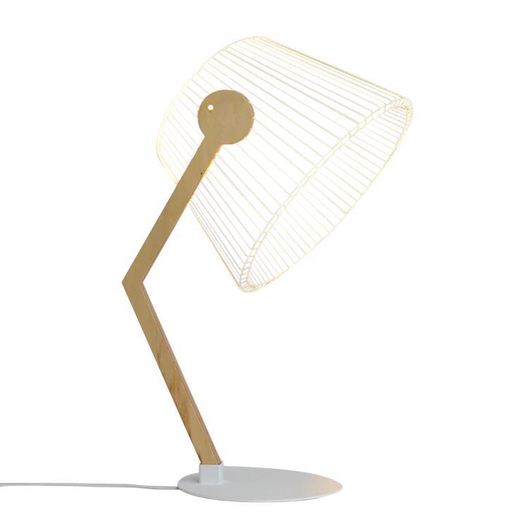 BULBING ZIGGI-Lampe à poser LED Bois H42cm Blanc