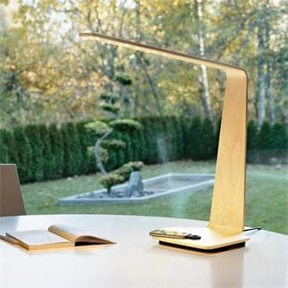 LED8 DESK Lampe de bureau LED Bois tactile avec Chargeur à Induction H56cm