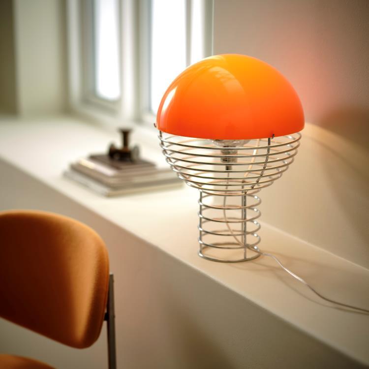 Lampe à poser Métal H42cm WIRE Chrome / Orange