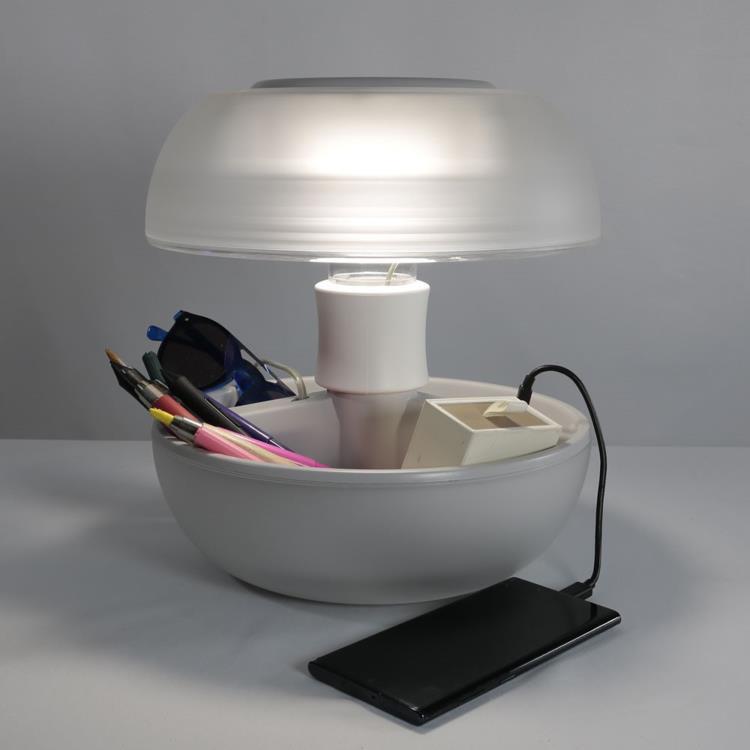 JOYO Lampe avec port USB Multifonction Translucide H27cm Blanc