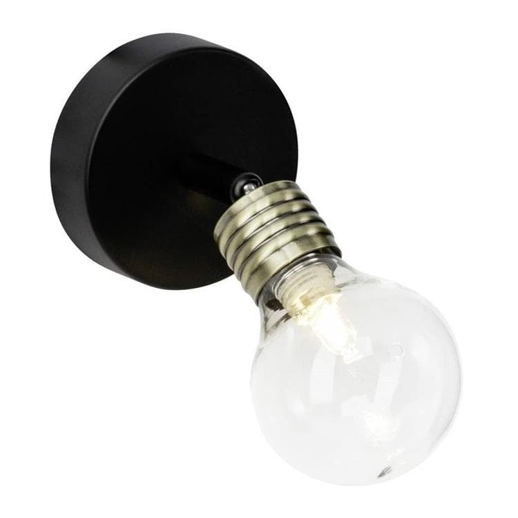 bulb-spot métal noir & verre clear l15cm
