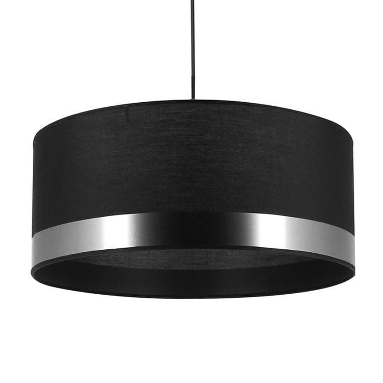 Suspension cylindre en tissu et PVC Ø48cm RETRO noir argenté