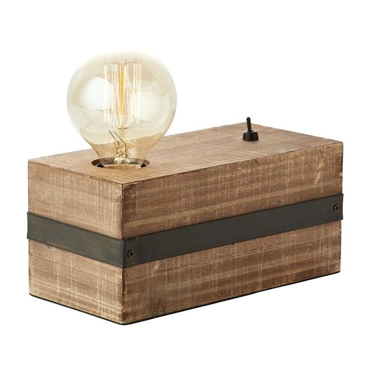 Lampe à poser Métal et bois avec interrupteur L22cm WOODHILL Bois