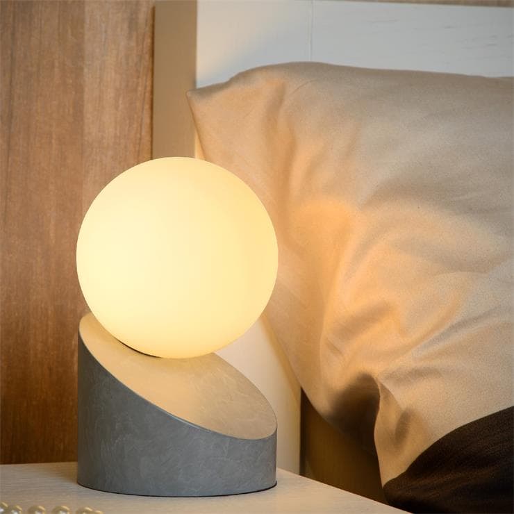 Lampe à poser imitation Bois et Verre interrupteur tactile Ø10cm LEN gris