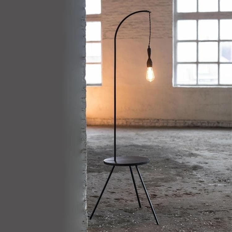 Lampe guéridon tripode Bois/Acier H160cm TABLE LAMP Noir