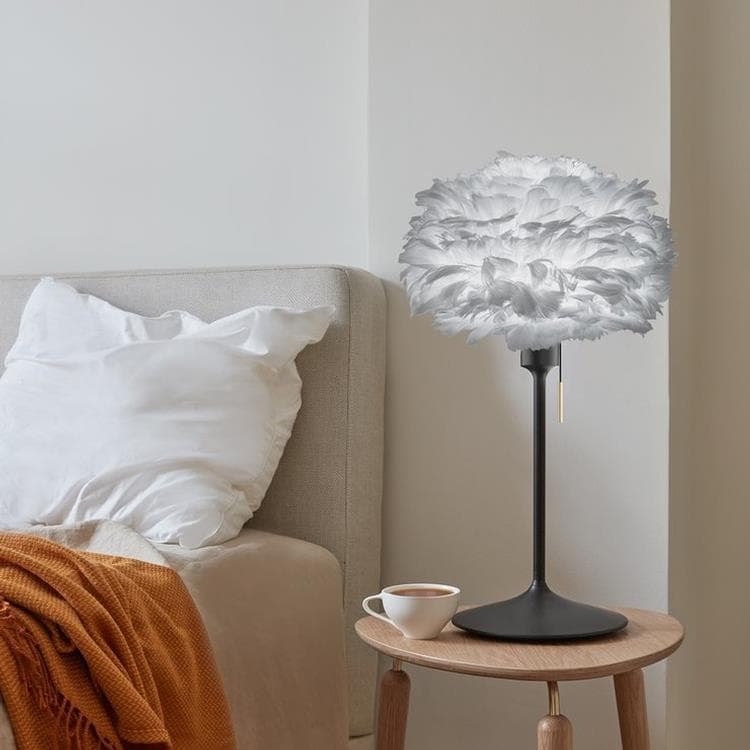 Lampe à poser avec prise USB Métal/Plume Ø35cm CHAMPAGNE EOS MINI noir gris