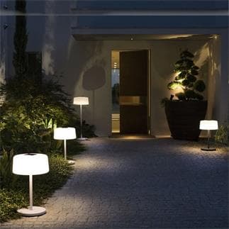 PAQUITA Lampe à poser d'extérieur Polyéthylène LED solaire rechargeable avec  détecteur de mouvement et télécommande H40cm gris anthracite New Garden -  LightOnline