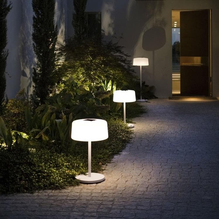 Lampadaire d'extérieur LED rechargeable et solaire avec détecteur de mouvement H75-125-175cm TINKA FLORA Blanc