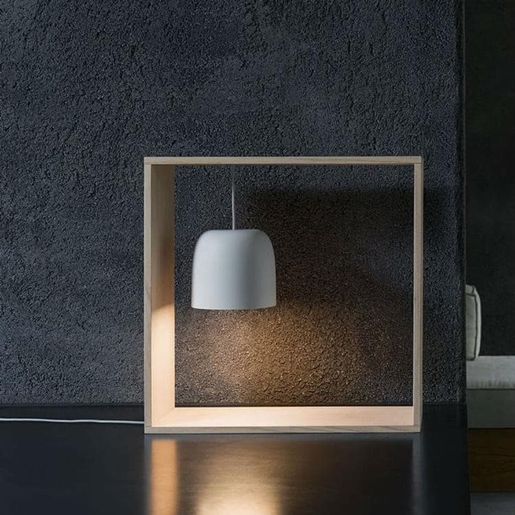 Lampe à poser LED Polycarbonate/Bois H35cm GAKU WIRE Blanc