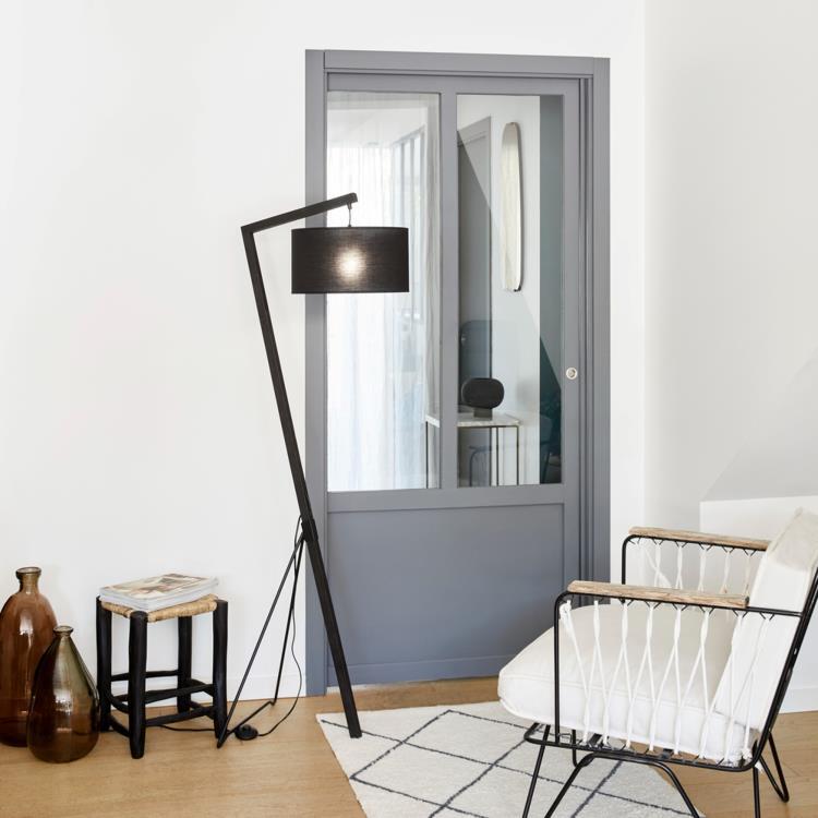 Lampadaire Bois/Coton H160cm BOGART Noir