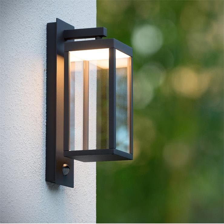 Applique d'extérieur LED Aluminium / Verre avec Détecteur H38cm CLAIRETTE Noir