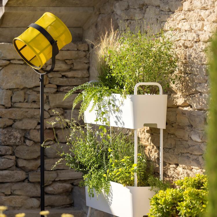 Lampadaire d'extérieur LED solaire Aluminium/Textile outdoor H140-170cm PARIS Noir Charbon/Vert citron