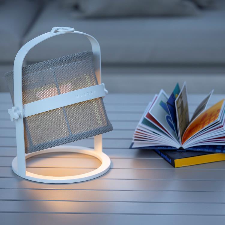 Lampe à poser/Lanterne d'extérieur LED solaire Aluminium/Textile H36cm PETITE Blanc/Blanc