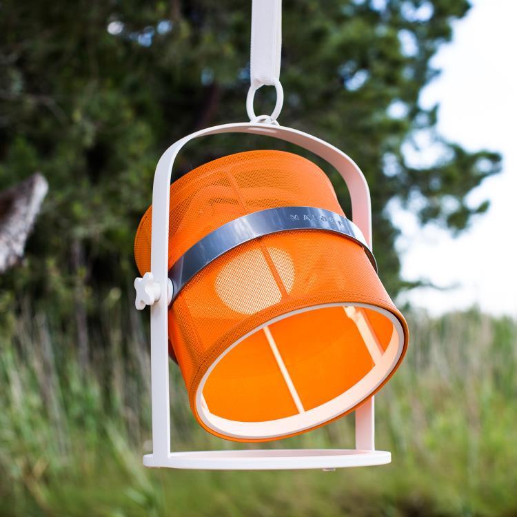 Lampe à poser / Lanterne d'extérieur LED solaire Aluminium/Textile outdoor H36cm PETITE Blanc/Orange