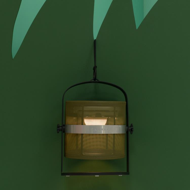 Lampe à poser / Lanterne d'extérieur LED solaire Aluminium/Textile outdoor H36cm PETITE Noir Charbon/Vert fougère
