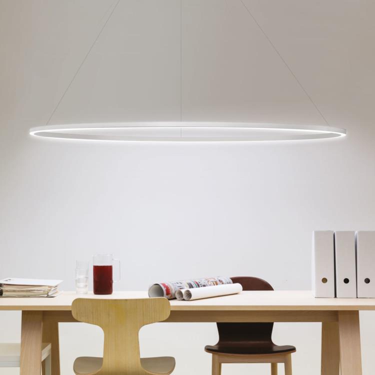 Suspension Ovale Aluminium lumière montante L135cm ELLISSE MAJOR UPLIGHT Blanc