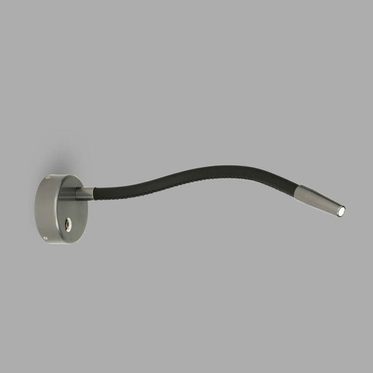 Applique/liseuse flexible Aluminium/Cuir L39.3cm NIMBUS Titane cuir noir