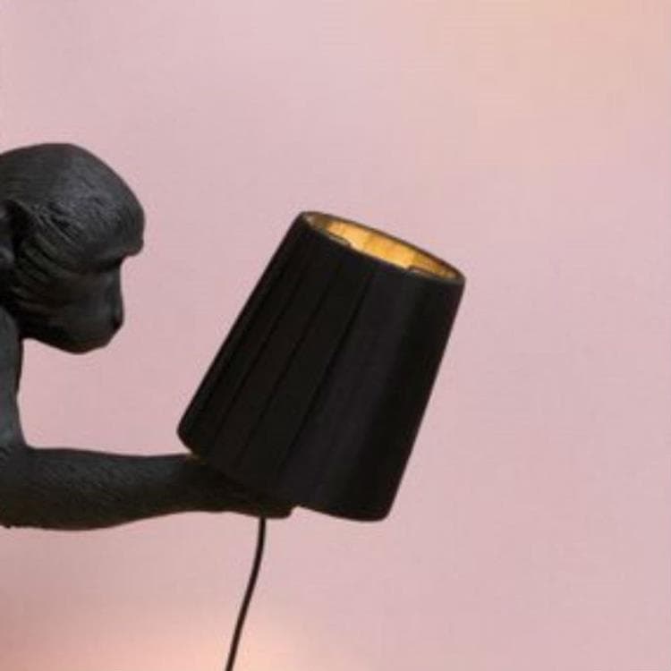 Lampe à poser d'extérieur Singe assis avec abat-jour H32cm MONKEY Noir