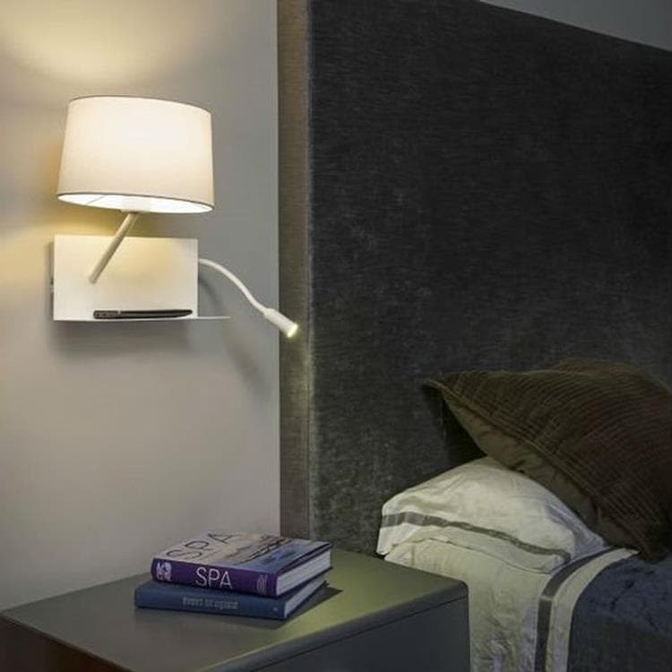 Applique avec liseuse LED et port USB gauche L33cm HANDY Blanc