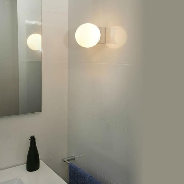 Applique de salle de bain Métal/Verre Ø15cm LAGO chrome blanc
