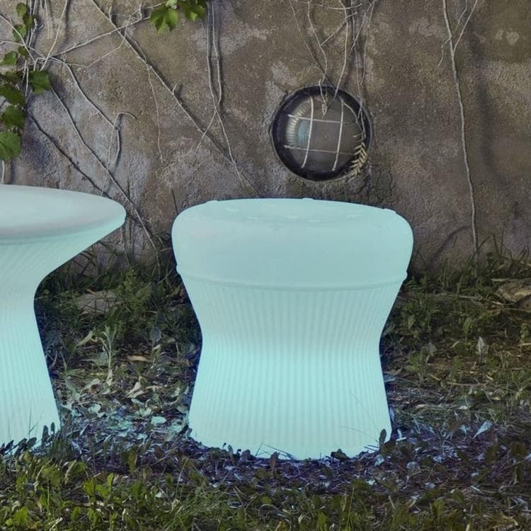 Lot meubles lumineux d'extérieur 1 table basse Capri + 2 tabourets bas Corfu Ø58cm CAPRI Blanc