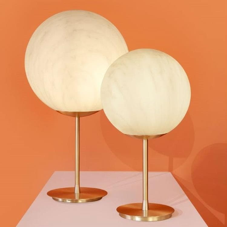 Lampe à poser effet marbre Polyéthylène/Laiton H75cm MINERAL marbre blanc