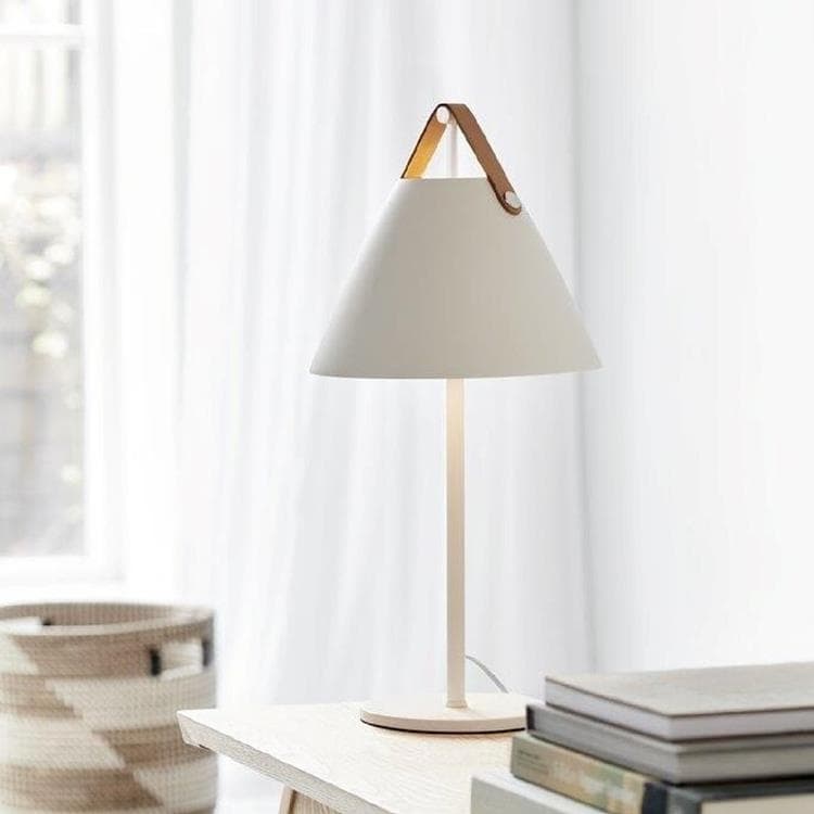 Lampe à poser Métal/Cuir H55cm STRAP Blanc