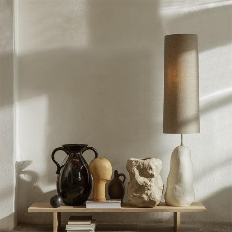 Lampadaire avec variateur Céramique/Textile H128cm HEBE Blanc