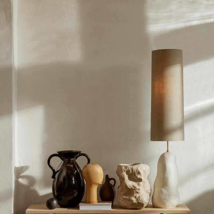 Lampadaire avec variateur Céramique/Textile H128cm HEBE blanc sable