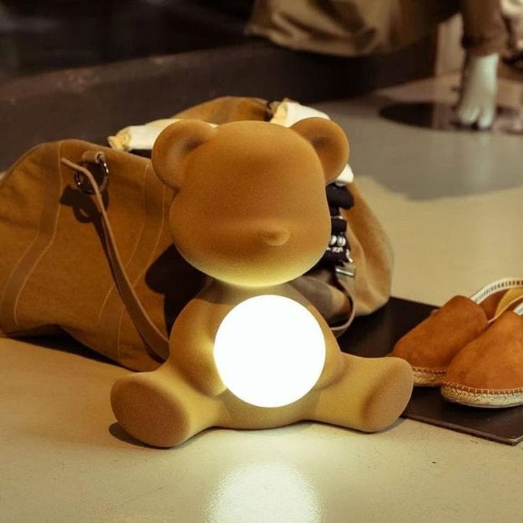 Lampe LED rechargeable Ourson Velours H32cm TEDDY GIRL Beige sable