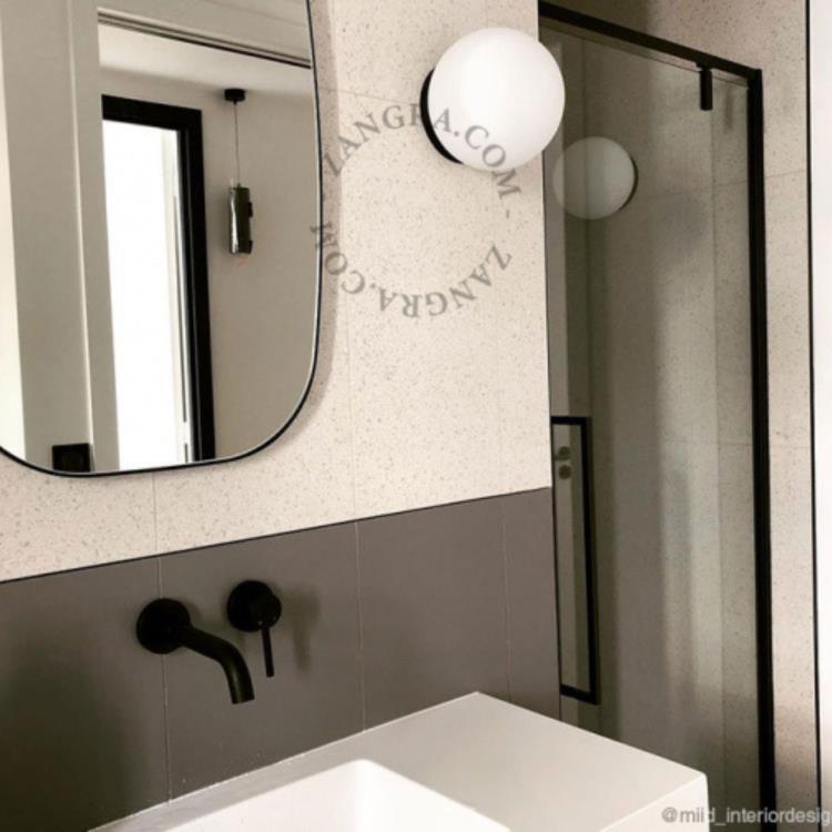 Applique de salle de bain Verre soufflé Triplex Ø20cm VERRE SOUFFLE noir blanc