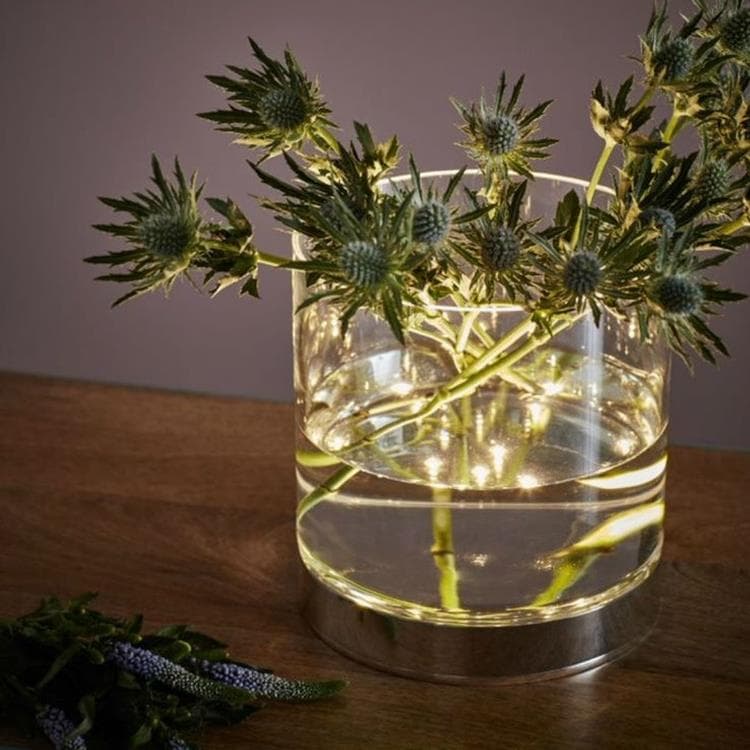 Vase lumineux LED rechargeable Verre H19.5cm BOUQUET Transparent