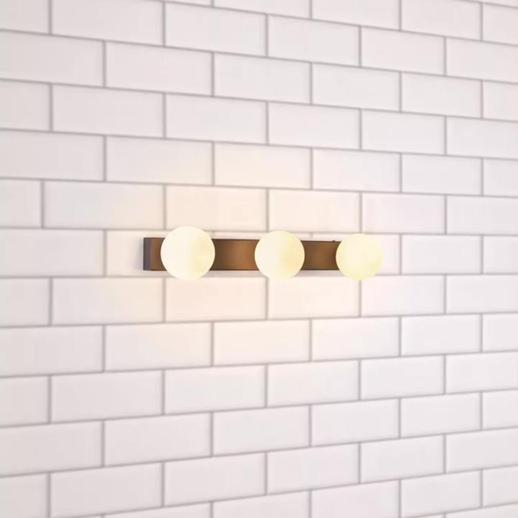 Applique 3 lumières de salle de bain Métal/Verre Opalin L50cm MINI Noir