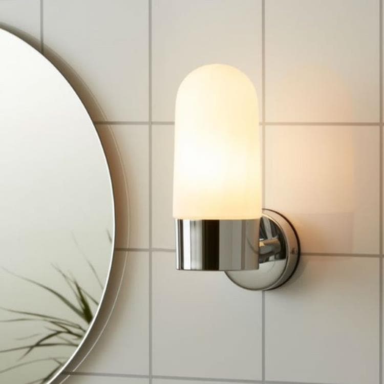 Applique pour salle de bain Métal/Verre H27cm ZEN Blanc et Chrome