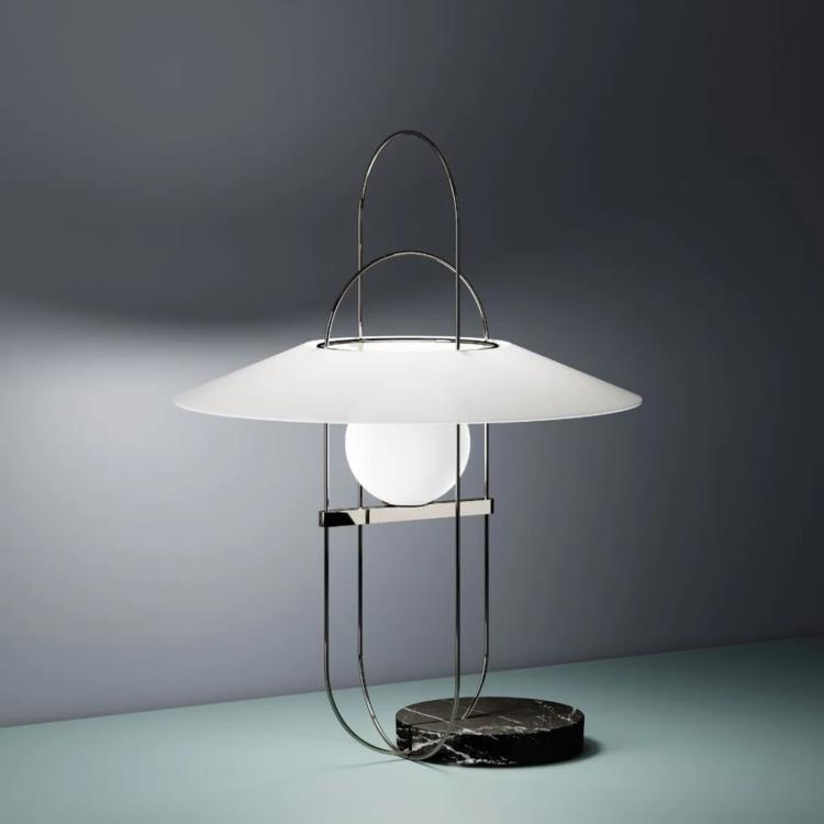 Lampe à poser LED avec dimmer H61cm SETAREH GLASS MEDIUM noir et blanc