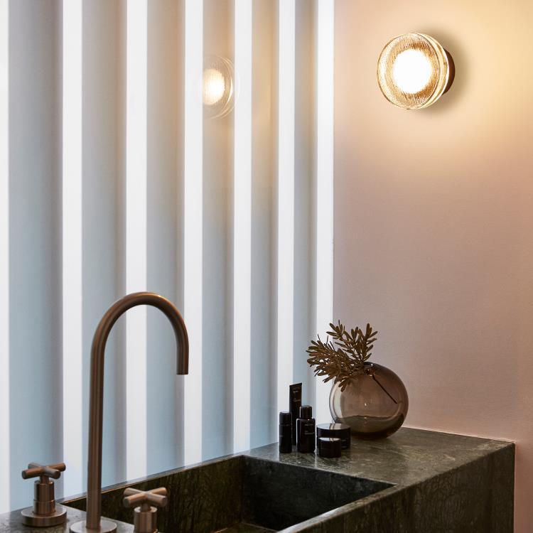 Applique LED d'extérieur ou de salle de bain Métal/Verre Ø14cm ROC Noir