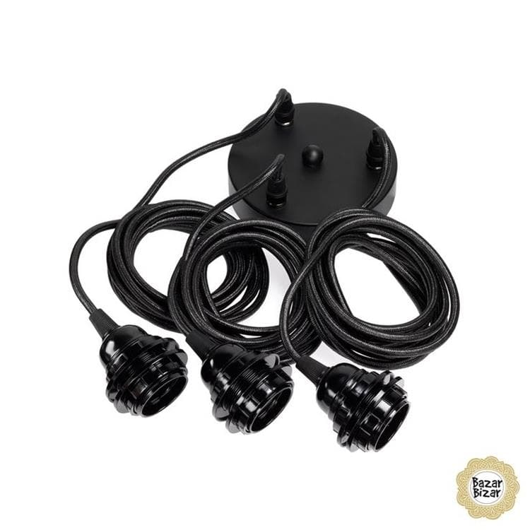 Cable prise, noir ou corde, avec interrupteur, 400cm, Jolies Trouvailles