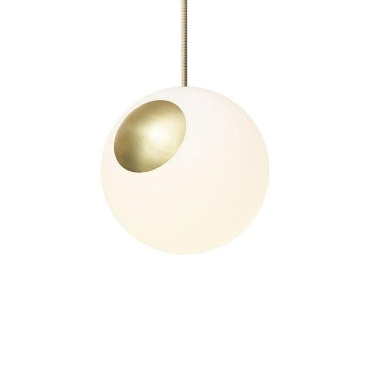BRIGHT SPOT-Suspension Laiton/Verre soufflé bouche + rosace Ø20cm