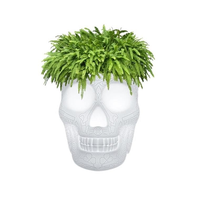 MEXICO Pot de fleurs d'extérieur Crâne LED H45cm Blanc Qeeboo