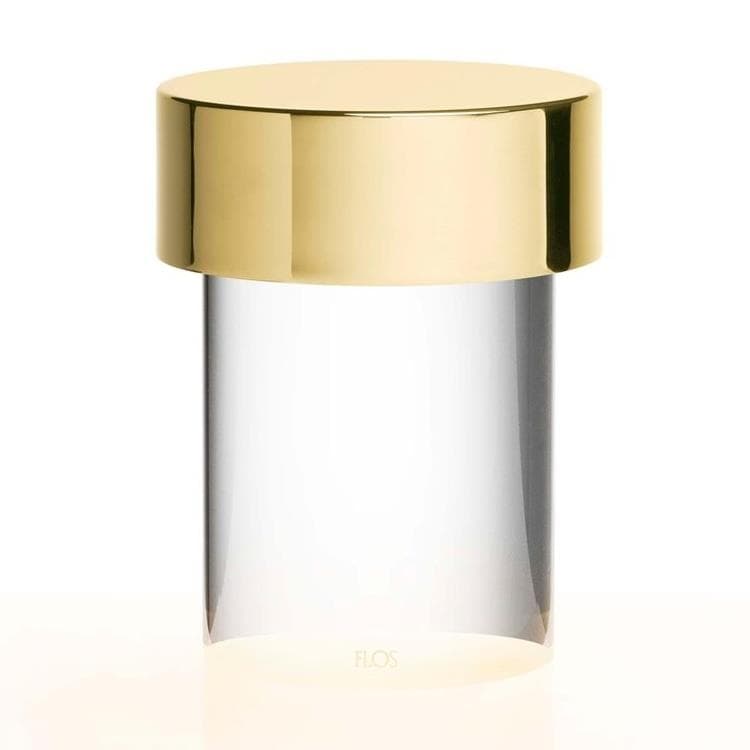 Lampe à poser d'extérieur LED sans fil en Verre Transparent avec variateur H14cm LAST ORDER Laiton Brillant