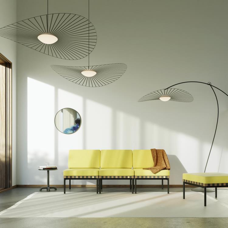 Lampadaire LED Fibre de verre / Verre triplex H230cm VERTIGO NOVA noir et blanc