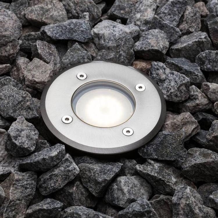 Spot d'extérieur encastrable au sol inox Ø11cm PATO ROND metal argenté