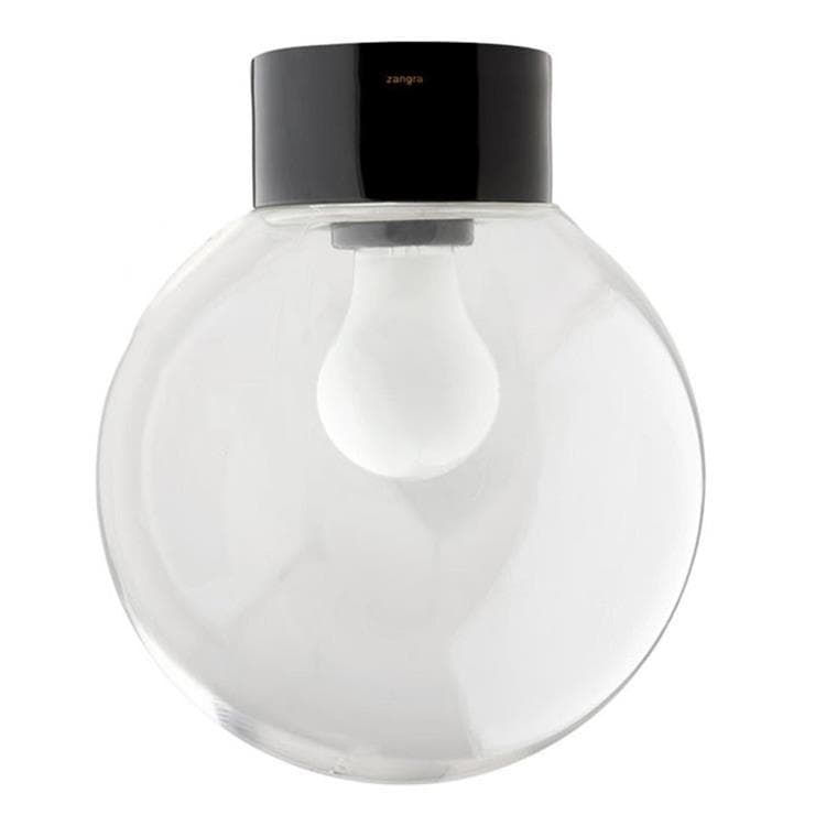 Applique de salle de bain porcelaine/verre clair Ø20cm PURE PORCELAINE Noir / Transparent