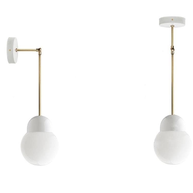 Applique articulable laiton porcelaine/verre Ø16cm H59cm WALL PURE PORCELAINE Laiton/Blanc/Opalin